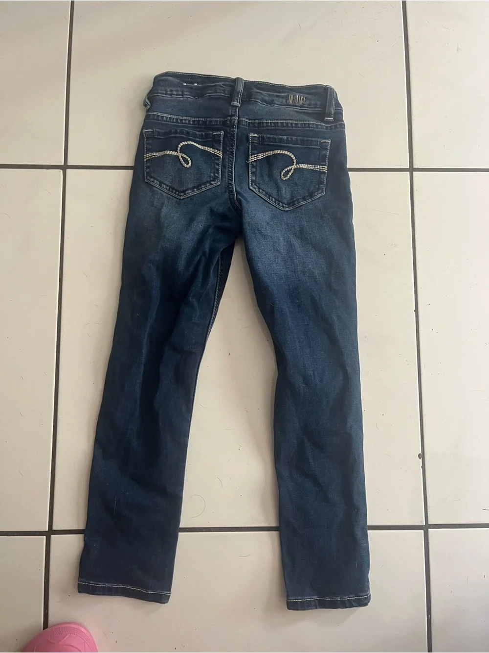 Justice Dark Blue Skinny Jeans with Distressed Detail